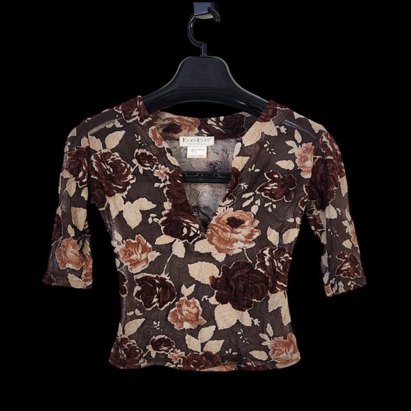 Bebe Moda Velvet and Sheer Vintage Top - Picture 2 of 7